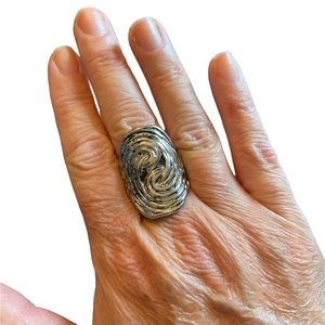 Silver Cuff Swirled Design Ring